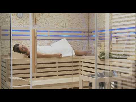 Traditionelle Sauna Skyline Big XL mit Kunststeinwand - Home Deluxe
