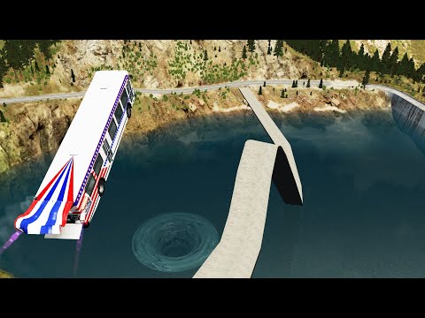 Impossible Weird Bridge Crossing Cars Vs Deep Water - BeamNG.Drive