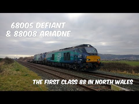 Prestatyn 21.2.2018 - DRS 88008 Ariadne & 68005 on Valley Flasks - first Class 88 in North Wales
