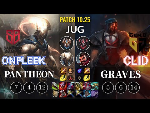 SB OnFleek Pantheon vs GEN Clid Graves Jungle - KR Patch 10.25