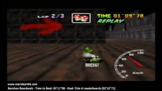Mario Kart 64 - Time Trials - Banshee Boardwalk 02'10"57 Elite A [N64 PAL]