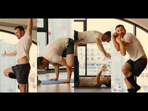 Chris Evans Totally Fails at Yoga in 'Playing It Cool' Clip