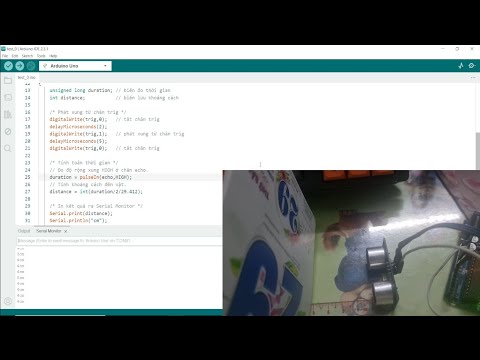 Arduino, Đo Khoảng Cách bằng Cảm Biến Siêu Âm HC-SR04 hiển thị lên Serial Monitor.