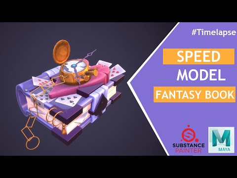 Autodesk Maya , Substance Painter - 3D Modeling Stylized Book - Speedart