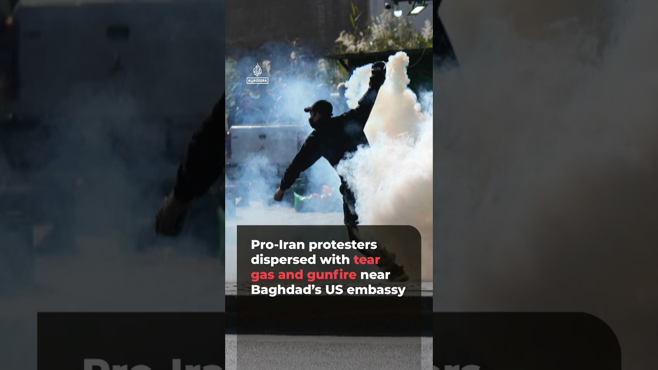 Video | Pro-Iran protesters dispersed with tear gas and gunfire near Baghdad’s US embassy | #ajshorts