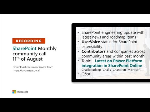 SharePoint Community – August 2020 monthly community call recording