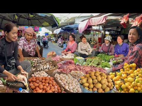 Cambodian Routine Fresh Food @ The Market  -  Fish, Prawn, Apple, Vegetable, & More.....