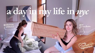 a day in my nyc apartment 🪑✨ building furniture & small bedroom upgrades