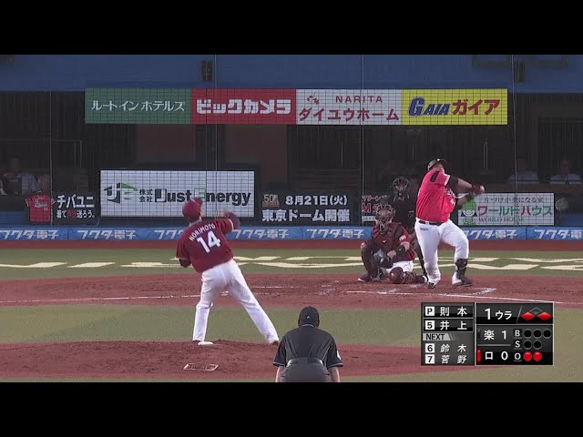 【1回裏】風を味方につけた マリーンズ・井上のラッキーなタイムリー2ベース!! 2018/6/27 M-E