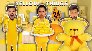Using Only YELLOW Things For 24 Hours | Twisted Challenge | Hungry Birds