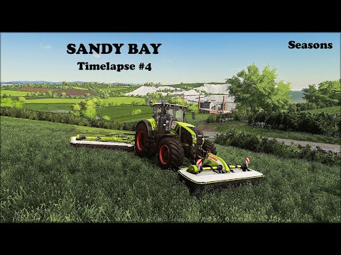 Mowing/wrapping grass, fertilising, collecting silage bales | Sandy Bay | FS19 TimeLapse #4