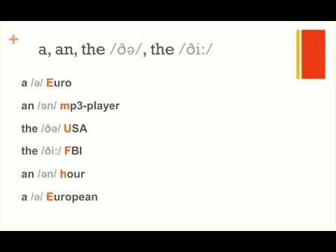 Der Artikel im Englischen: "a" oder "an" / "the" und 2 verschiedene Aussprachen