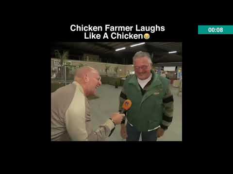 Chicken farmer laughs like a chicken 😂