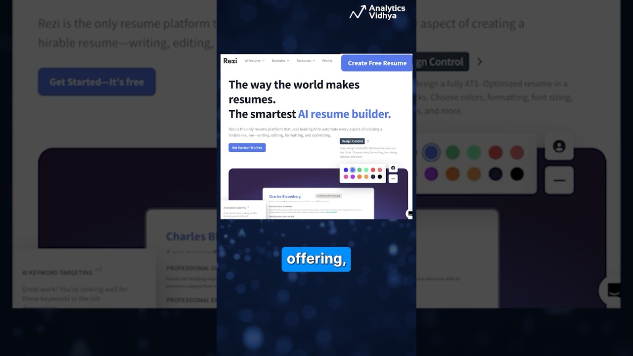 Build Resume using AI - Rezi AI Resume Builder | Explained in 1 Minute