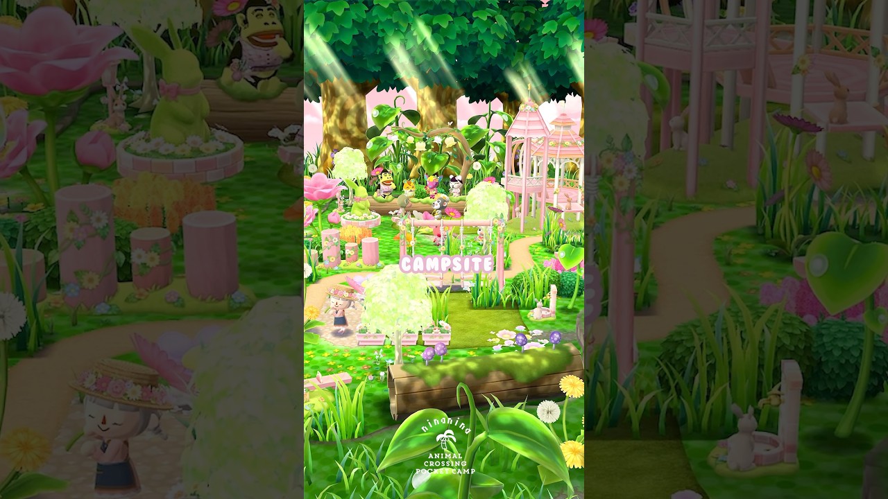 春のキャンプ場🐰うさぎ公園 #ポケ森 #acpc #ポケ森コンプリート