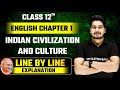 Indian Civilization And Culture Explanation English Class 12 Chapter 1 Line By Line Bihar Board