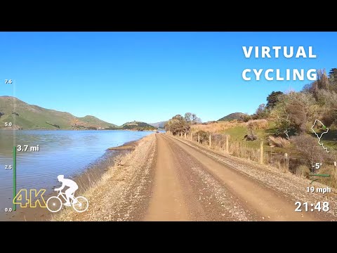 Indoor Cycling Workout Scenery Video With Music | Virtual Bike Ride Otago Peninsula, Hoopers Inlet