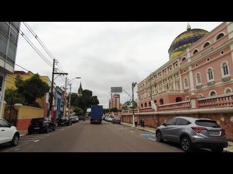 Walking tour in Manaus, Brazil. "10 de Julho" Street - Downtown - 4K