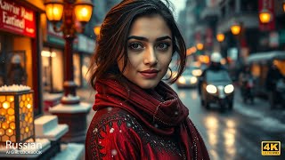 Download the video "4K AI Art Lookbook｜Radiant Beauty in Crimson Winter Dress Amid Snow"