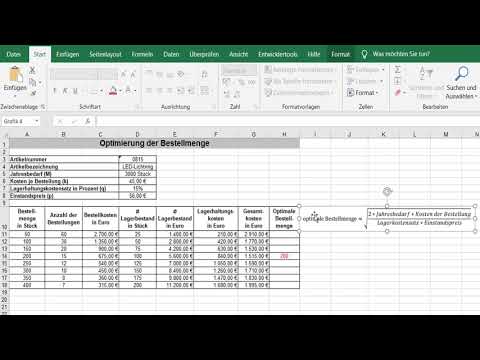 Optimale Bestellmenge mit Excel berechnen