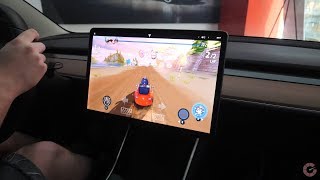 We played video games inside a Tesla Model 3 | Tesla Arcade