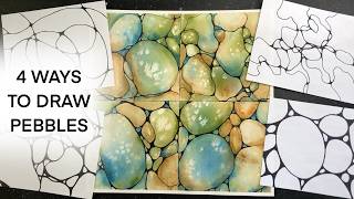 How to Draw Fun & Easy Pebbles - relaxing WATERCOLOR & INK painting - 422
