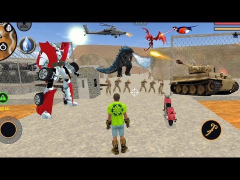 Vegas Crime Simulator - (Transformer Attack Dragon And Godzilla) Transformer Caught Milita Power