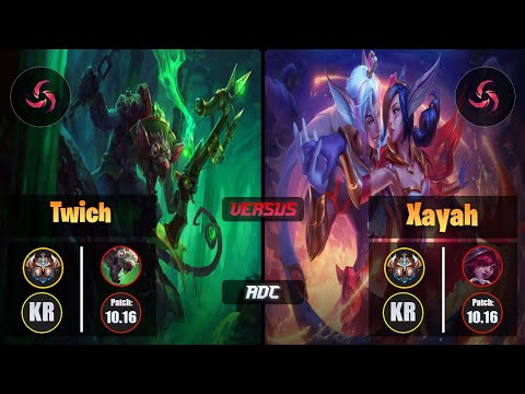 Challenger TWITCH [Hail of Blades] (ADC) VS  XAYAH - Challenger KR Patch 10.16