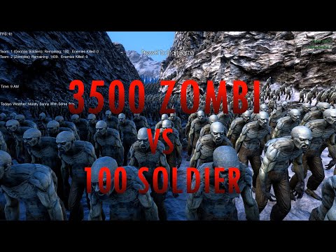 100X(HITLER) Soldiers vs 3500X ZOMBIES