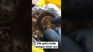 Gold plating inside antique silver Urn