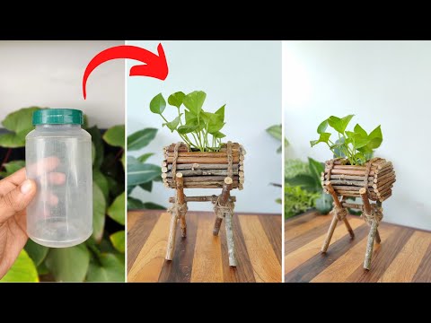 How to make a twig pot with a stand| | Indoor plant pot ideas | DIY indoor planters | DIY planters