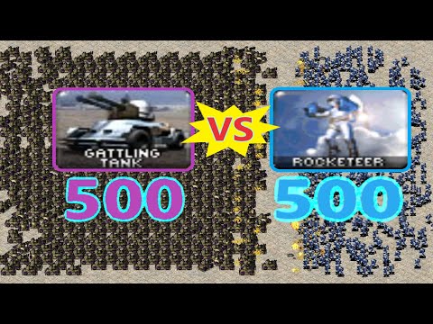 Ground Rocketeers vs Gattling Tanks - Same Cost - Red Alert 2