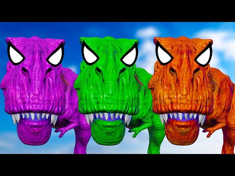 T-REX COLOR PACK vs SPINOSAURUS vs INDOMINUS REX vs ALBERTOSAURUS - Jurassic World Evolution