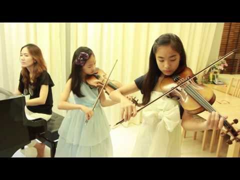 Let It Go (Frozen) cover - 2 Violins & Piano - Note & Pin Sisters + Mom (โน้ต & พิณ)