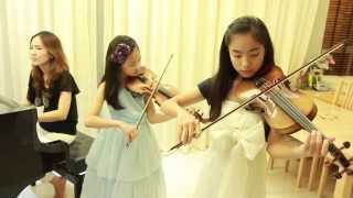 Let It Go (Frozen) cover - 2 Violins & Piano - Note & Pin Sisters + Mom (โน้ต & พิณ)
