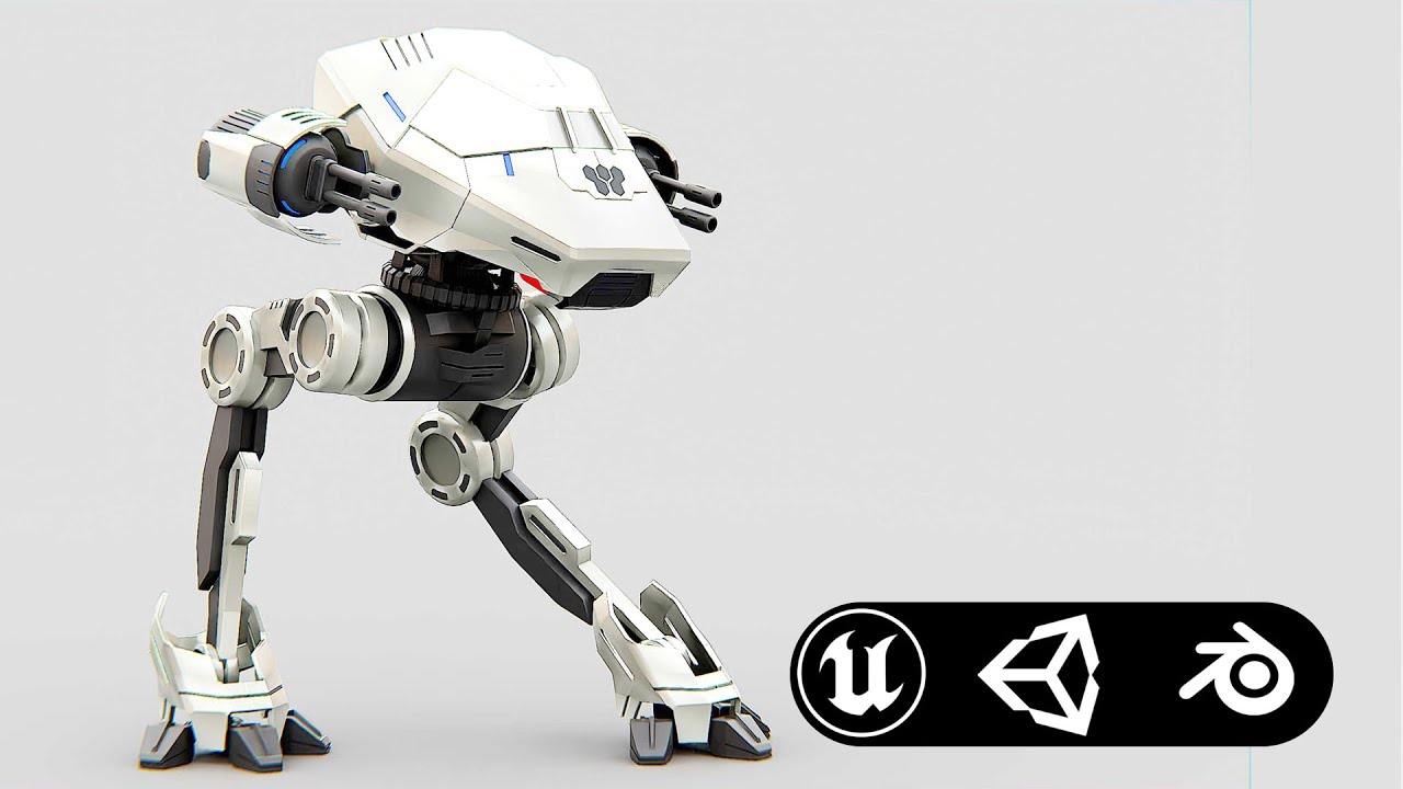 Combat Droid S-50 Auto-Rig Pro Rigged For Mixamo Unreal Engine Unity 3D Model