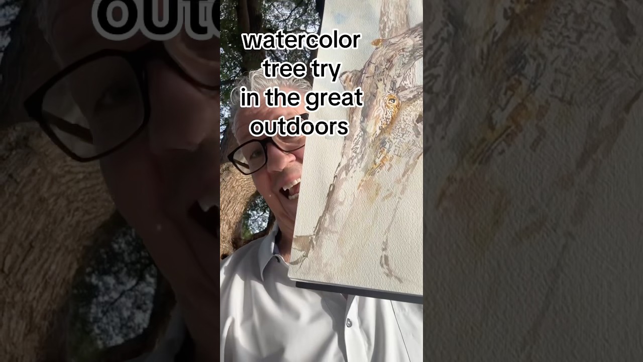 Watercolor tree try in the great outdoors #art #stepbystep #easy #painting #easywatercolorpainting