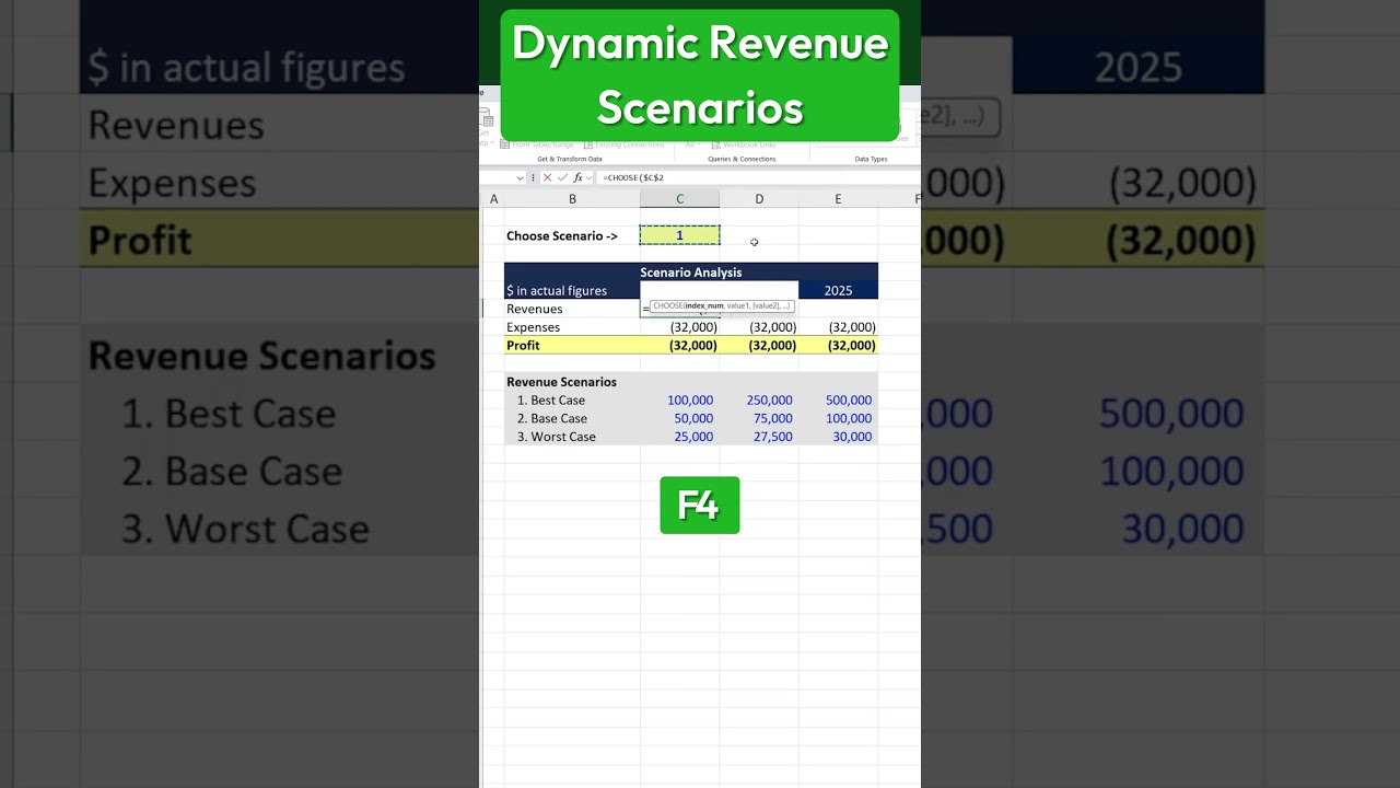 SWITCH Excel Revenue Scenarios INSTANTLY with CHOOSE!