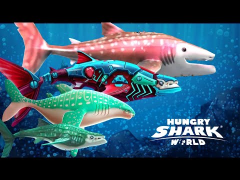THE EVOLUTION OF WHALE SHARK! Hungry Shark World VS Double Head Shark Attack
