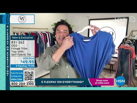 DG2 by Diane Gilman Fringe Trim Top with Self Fabric Tie