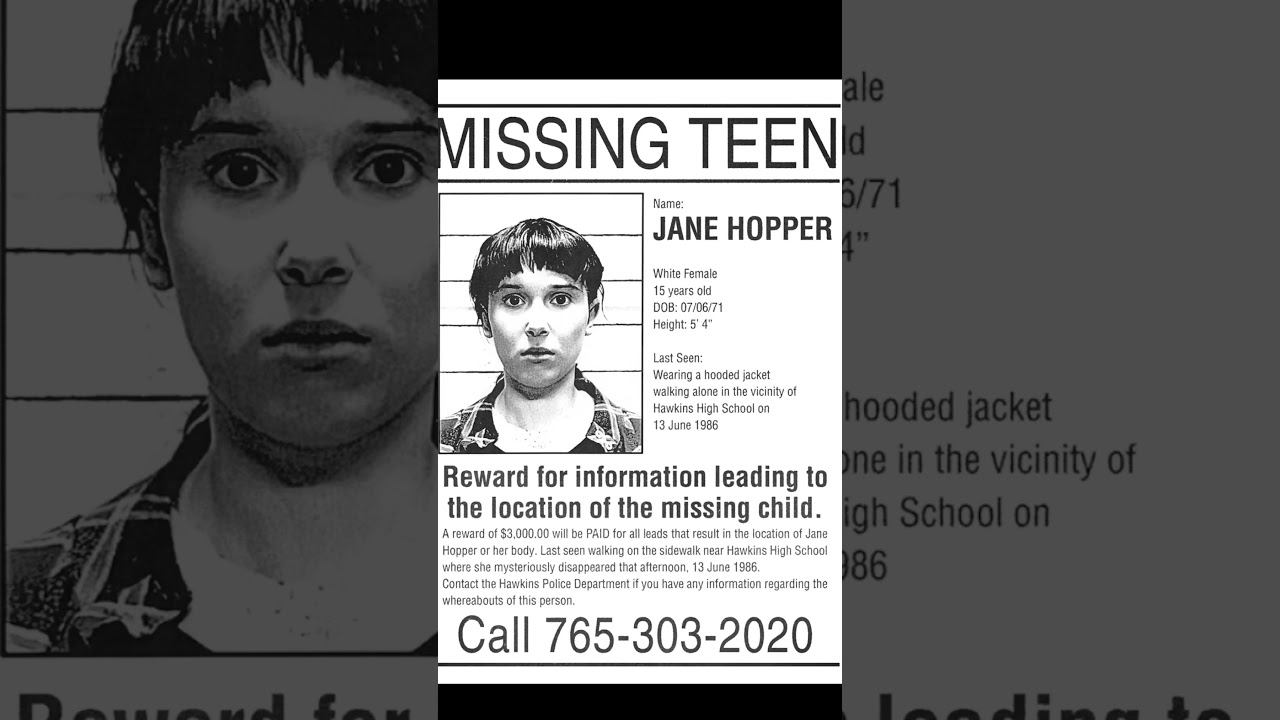 Jane Hopper missing poster