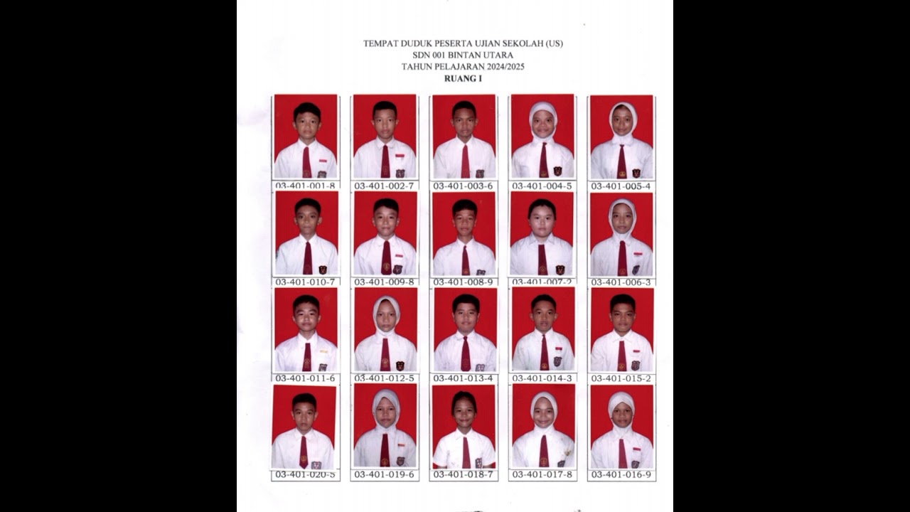Denah Ujian Sekolah Kelas VI. Tahun Pelajaran 2024 - 2025.