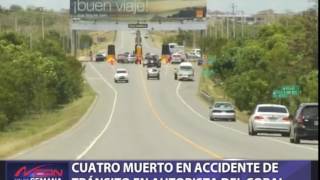 Cuatro muertos en accidente de tránsito en autopista del Coral