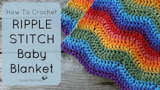 HOW TO CROCHET A RIPPLE STITCH BLANKET / Rainbow baby blanket / Ripple Afghan #crochetbabyblanket