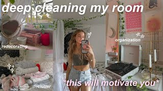 deep cleaning & organizing my room 🫧 decluttering, redecorating, & cleaning motivation
