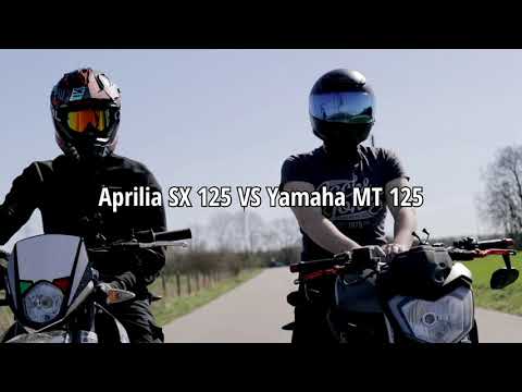 Yamaha MT 125 VS. Aprilia SX 125 Drag Race | Soundcheck/acceleration