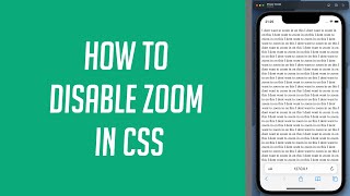 How to disable Zoom in CSS