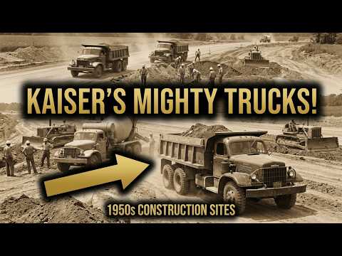 Thumbnail for Kaiser Motors trucks that did great work at the road construction site in America in 1950 by Kaiser Motors