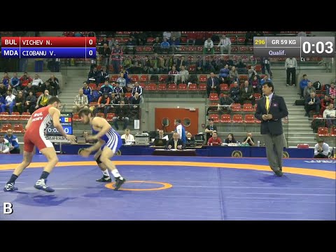 Qualification GR - 59 kg: Victor CIOBANU (MDA) df. Nikola VICHEV (BUL) by FALL, 7-0