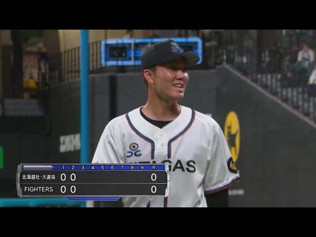 【2回裏】北海道ガス・村上大芽 プロ相手に堂々の投球!! 2イニングを無失点に抑える!!  2024年8月30日 北海道日本ハムファイターズ 対 北海道社会人・大学選抜